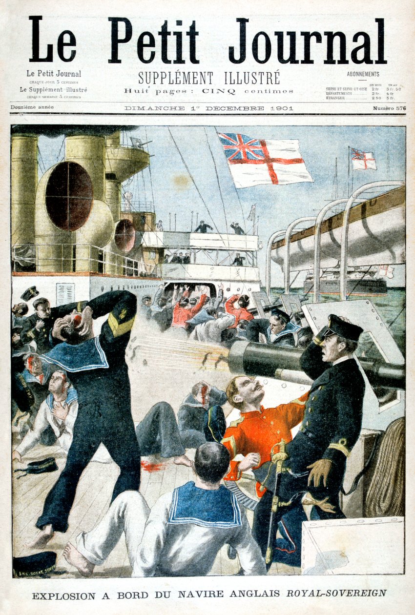 Räjähdys brittiläisessä sota-aluksessa HMS Royal Sovereign, 1901 tekijältä Unbekannt