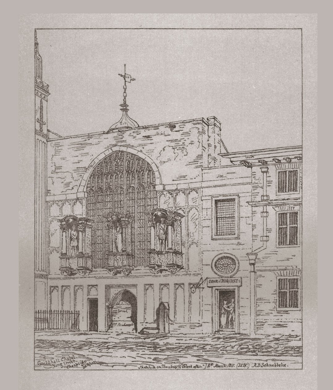 Guildhall-kappelin ulkokuva, 1815, 1886 tekijältä Unbekannt