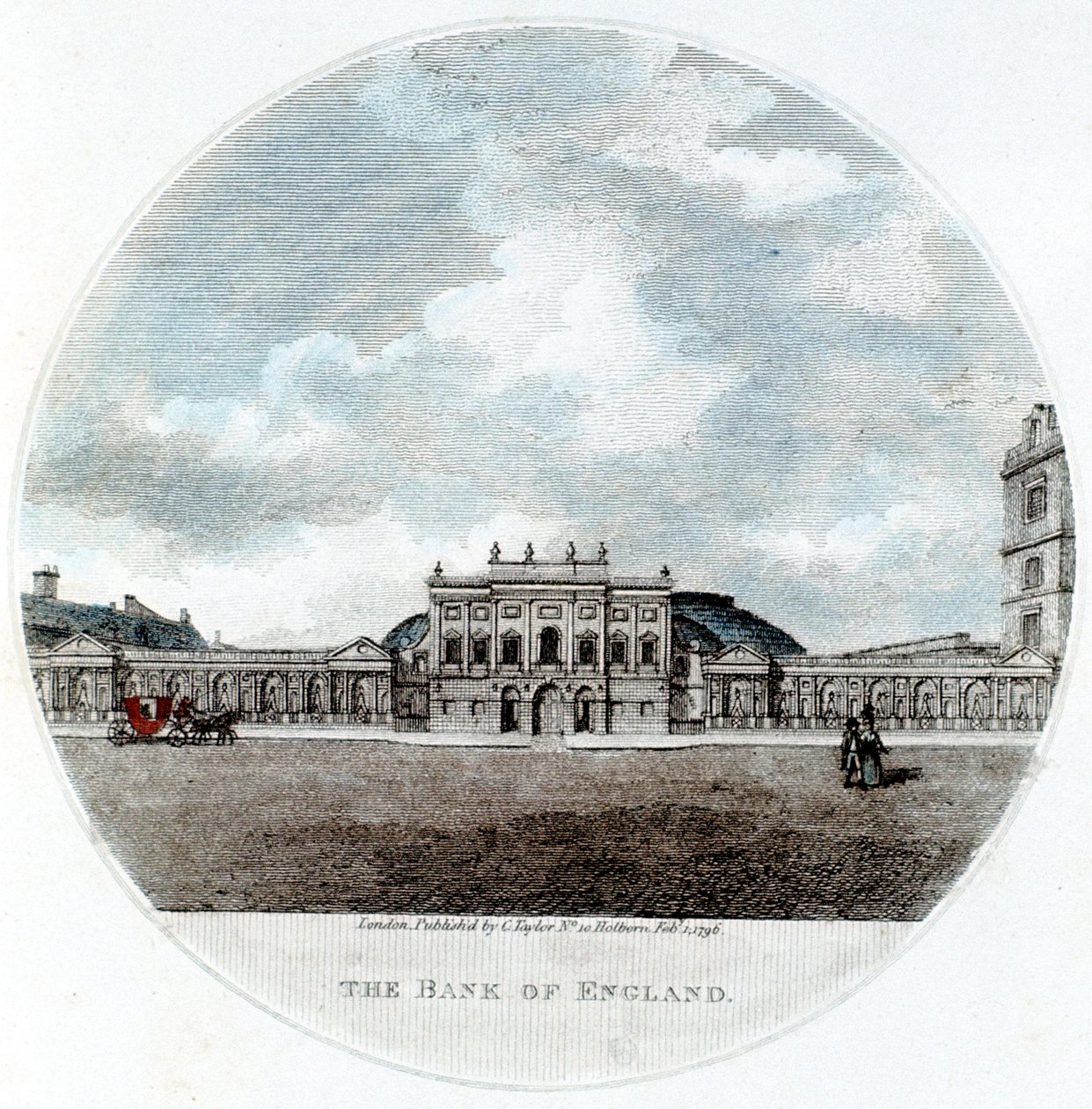 The Bank of Englandin julkisivu, Threadneedle Street, Lontoo, 1796 tekijältä Unbekannt