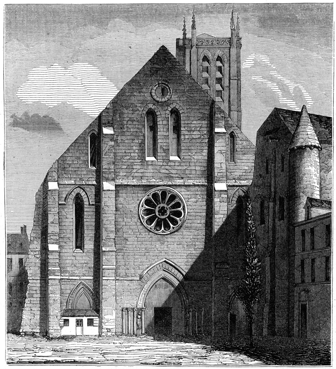 Sainte-Genevièven luostarin muinaisen kirkon julkisivu, Pariisi, Ranska, 1849 tekijältä Unbekannt