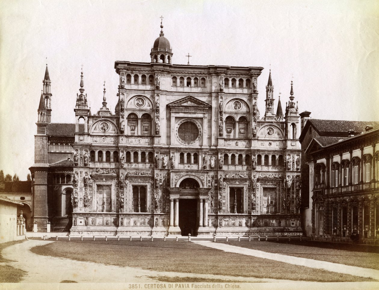 Julkisivu, Certosa di Pavia Charterhouse of Pavia Lombardy, Pohjois-Italia, 1890 tekijältä Unbekannt