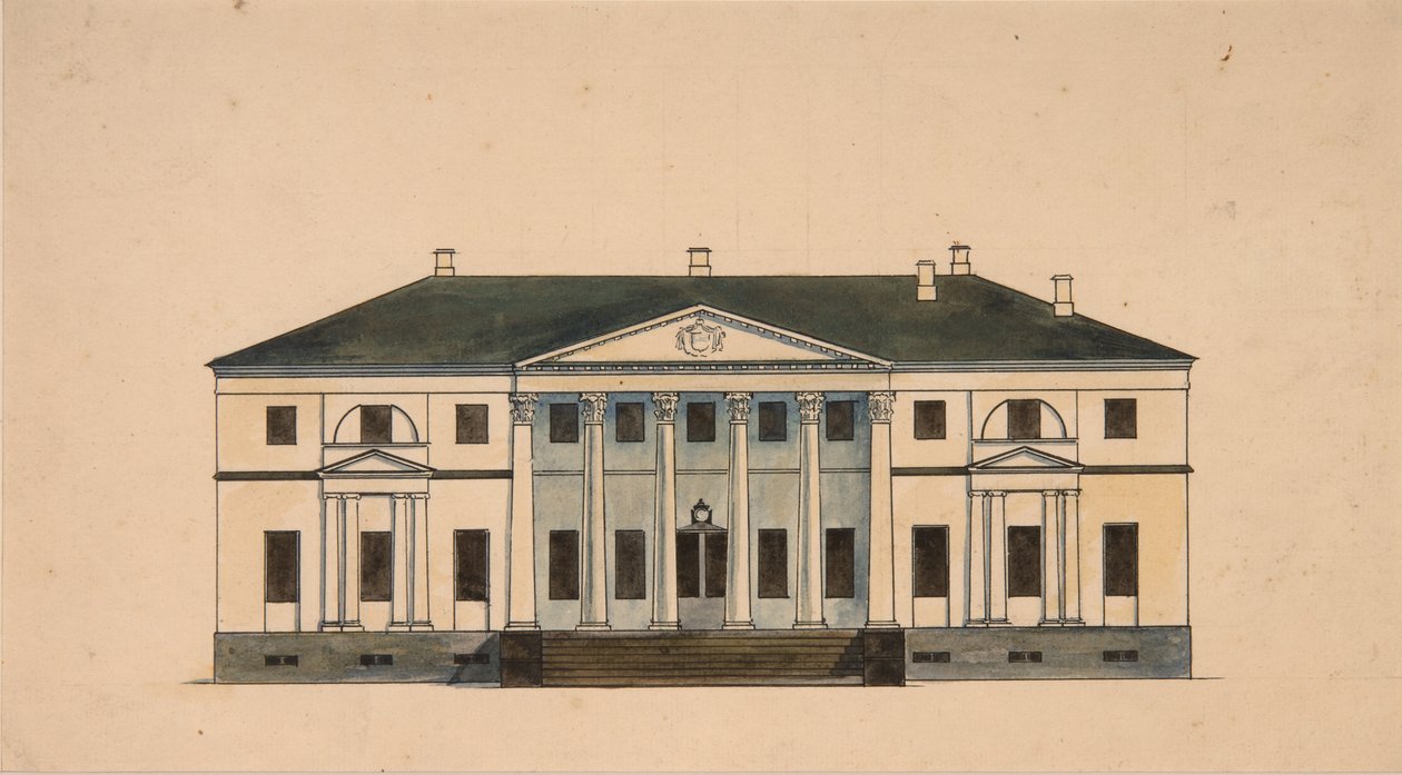 Golitsyn Petrovo-Dalneyen kartanon talon julkisivu, 1800-luvun ensimmäinen neljännes. tekijältä Unbekannt