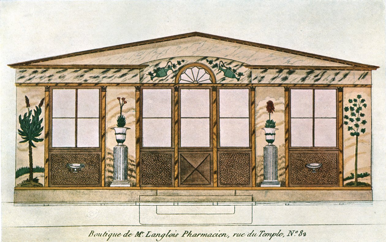 Langlois Apothecarys Shopin julkisivumaalaus, Pariisi, Ranska, 1928. tekijältä Unbekannt
