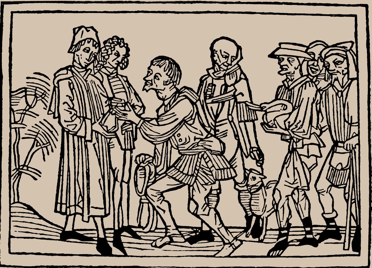 Maanviljelijät luovuttamassa verojaan maanomistajille, 1479. tekijältä Unbekannt