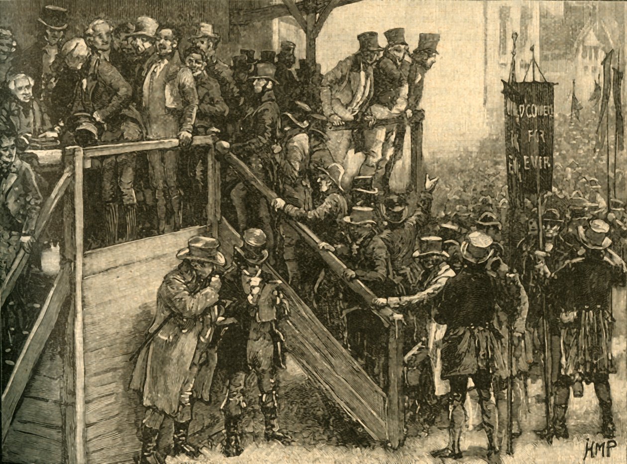 Isä John Murphy johti vuokralaisia äänestämään Claren lisävaaleissa Irlannissa, 1828 c1890. tekijältä Unbekannt