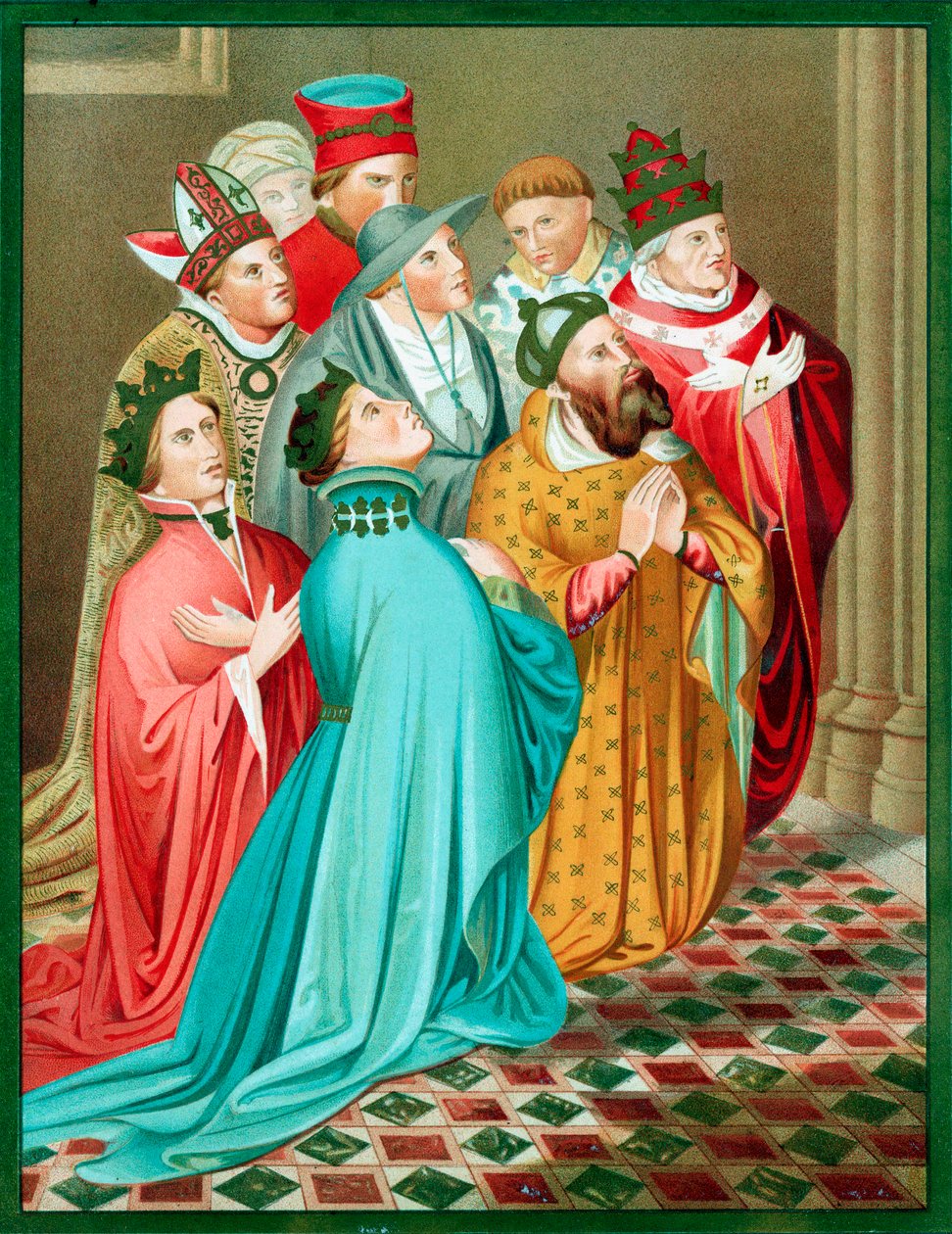 Ferdinand I Aragonialainen ja hänen kuningattarensa rukouksessa, 1417 1800-luvun puolivälissä tekijältä Unbekannt
