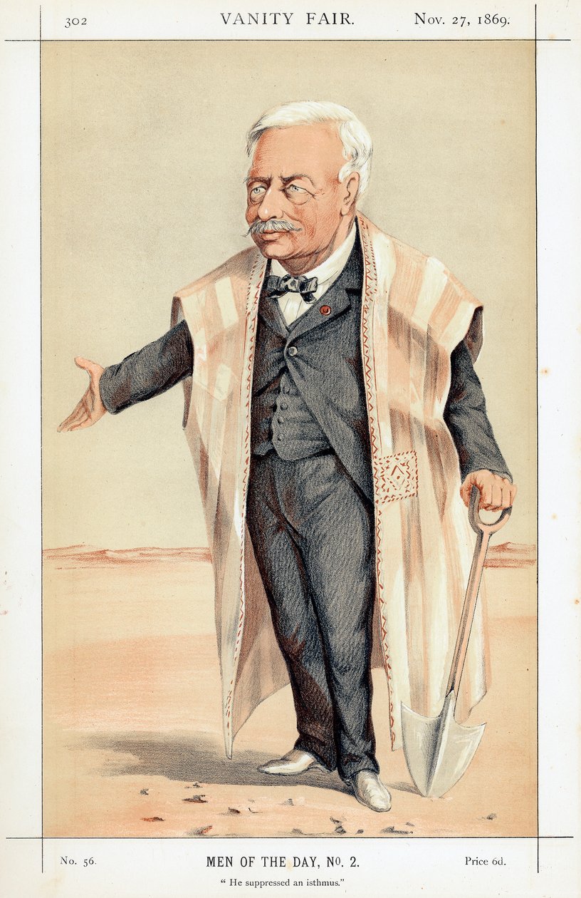 Ferdinand de Lesseps, ranskalainen diplomaatti ja yrittäjä, 1869 tekijältä Unbekannt