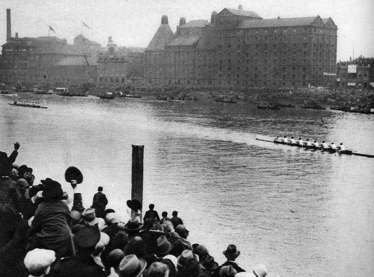 Oxfordin ja Cambridgen venekilpailun maali, Lontoo, 1926-1927 tekijältä Unbekannt