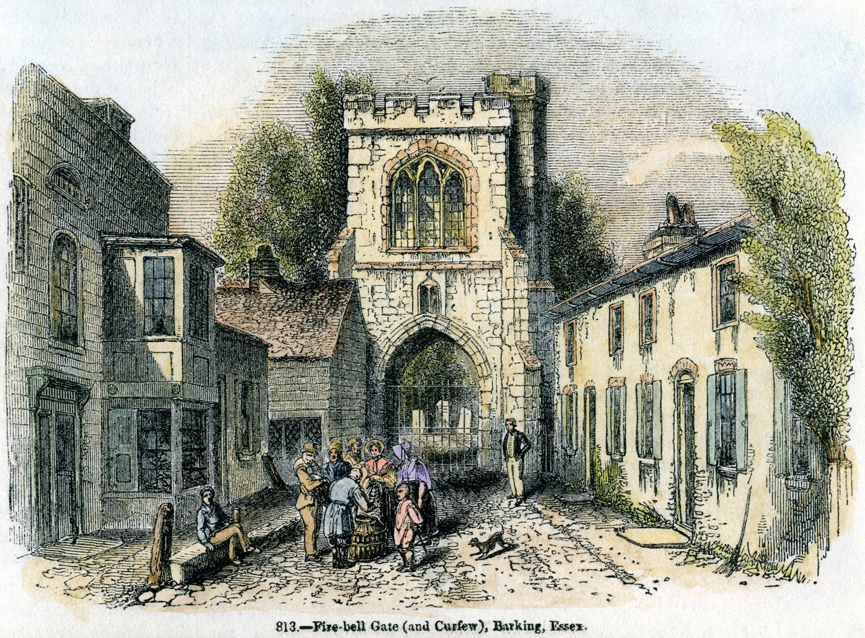 Palokelloportti ja ulkonaliikkumiskielto, Barking, Essex, 1845 tekijältä Unbekannt