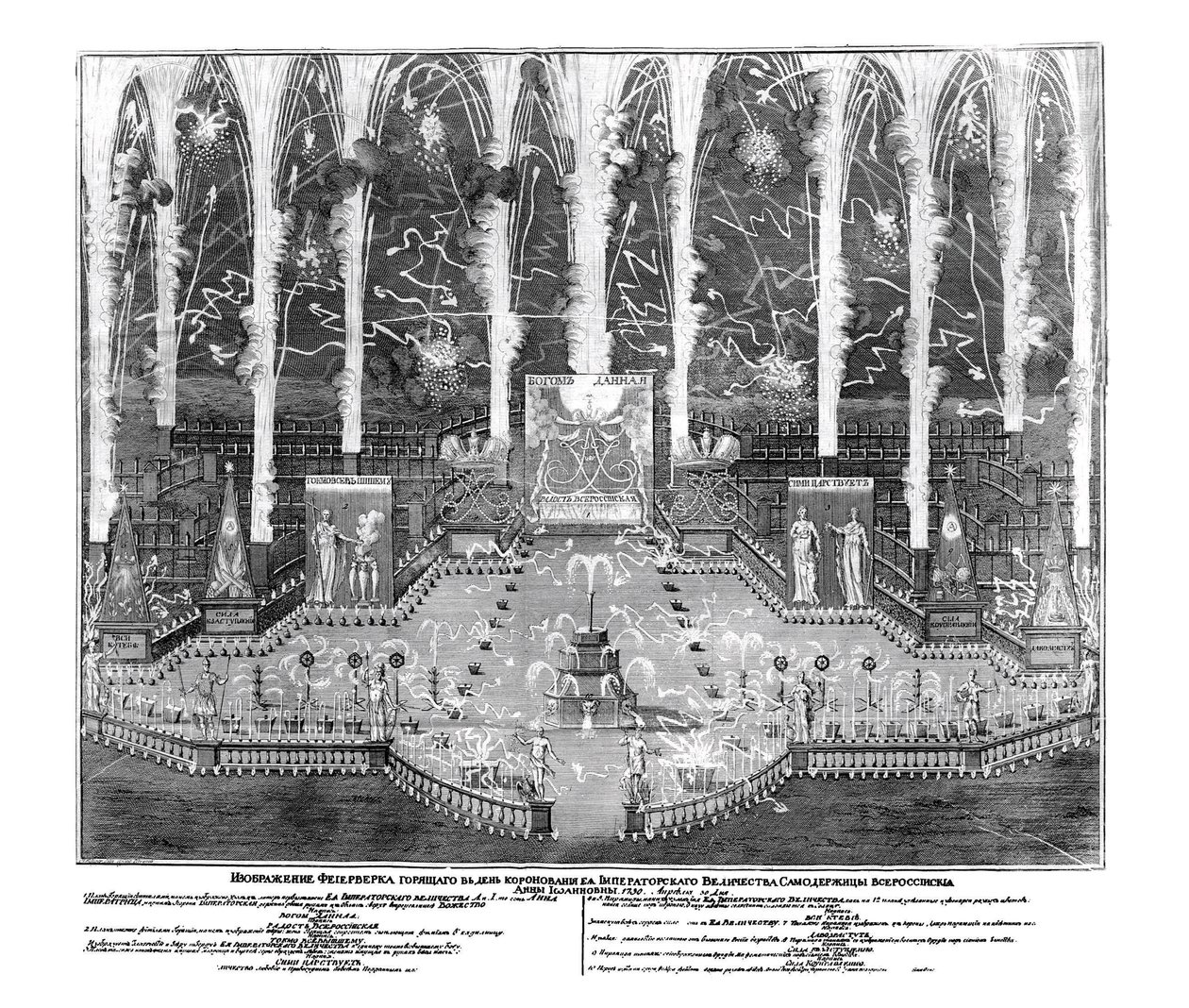 Ilotulitus Anna Ioannovnan kruunajaisten kunniaksi 30. huhtikuuta 1730, 1730 tekijältä Unbekannt