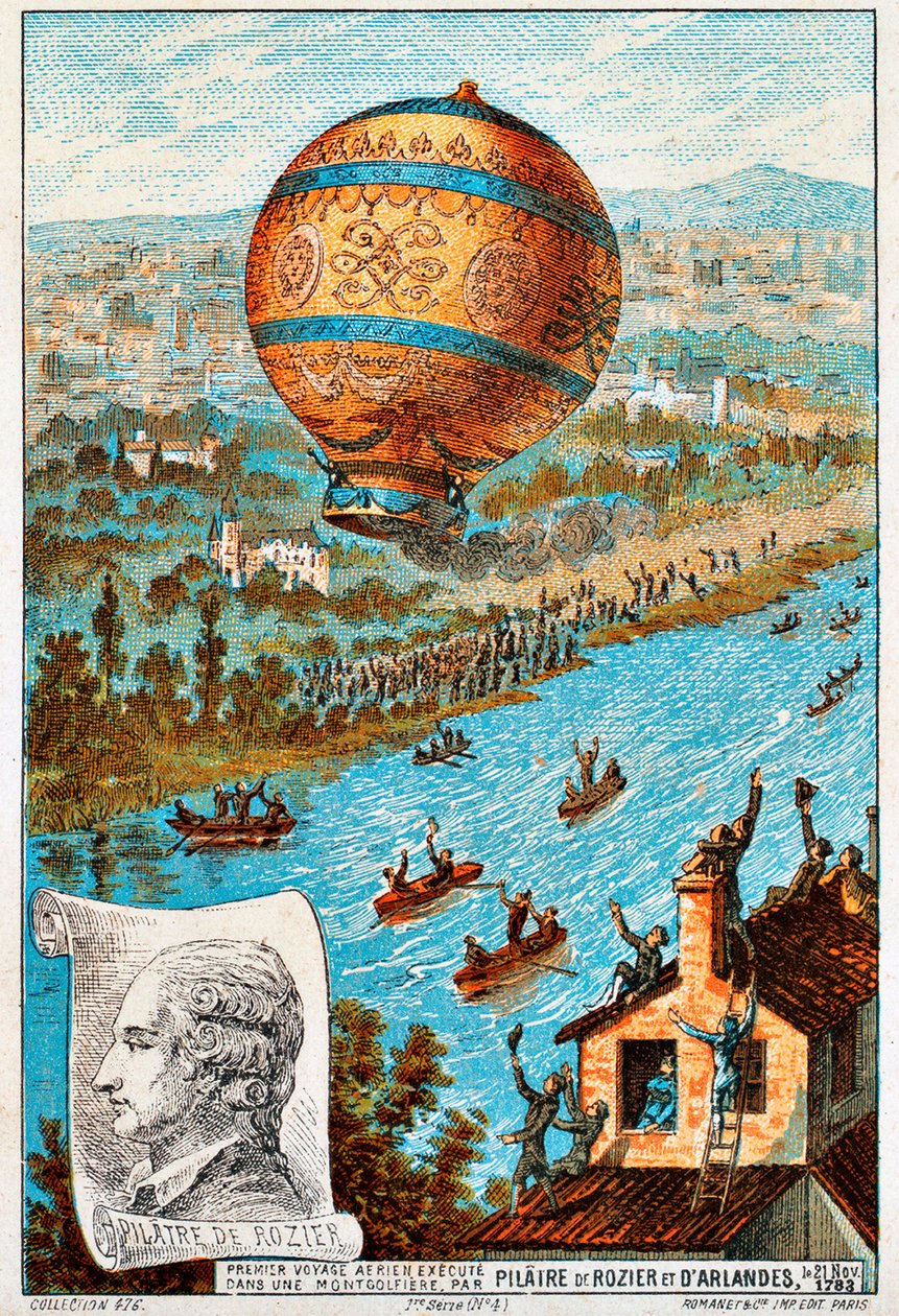 Pilâtre de Rozierin ja dArlandesin ensimmäinen lentomatka Pariisissa, Ranskassa, 1783 1890-luku. tekijältä Unbekannt