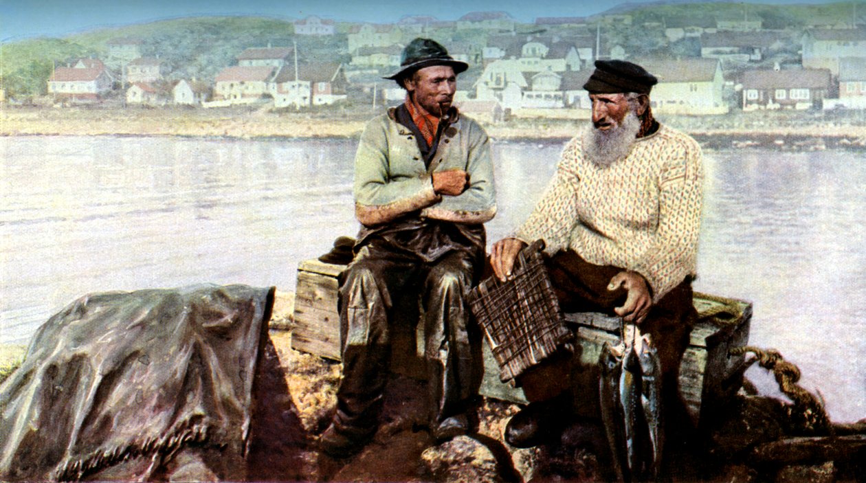Kalastajat, Mollen kalastajakaupunki Kullenin niemellä Kattegatissa, Ruotsissa, c1923 tekijältä Unbekannt