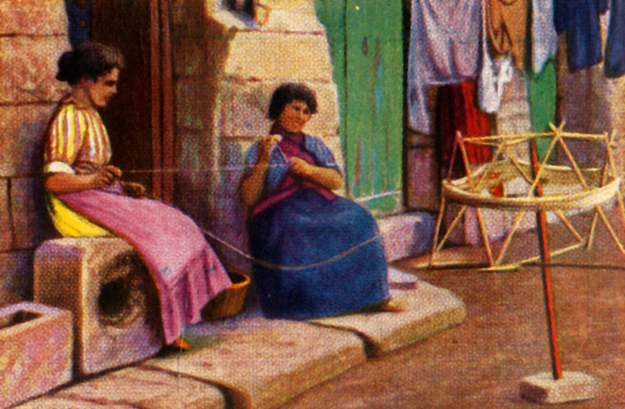 Fisherwomenin lanka verkkoihin, Malta, c1928. tekijältä Unbekannt