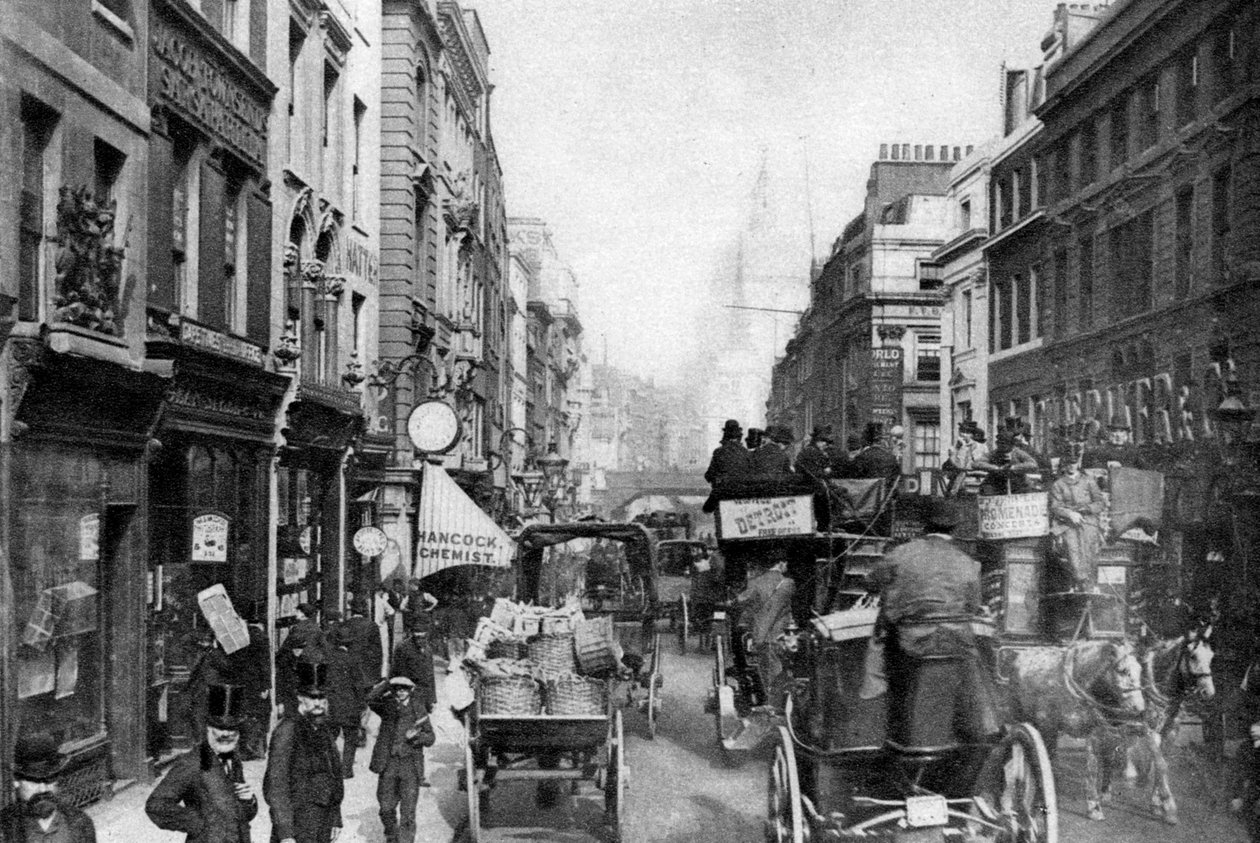 Fleet Street nähtynä vastapäätä Salisbury Courtia, Lontoo, 1880 1926-1927 tekijältä Unbekannt