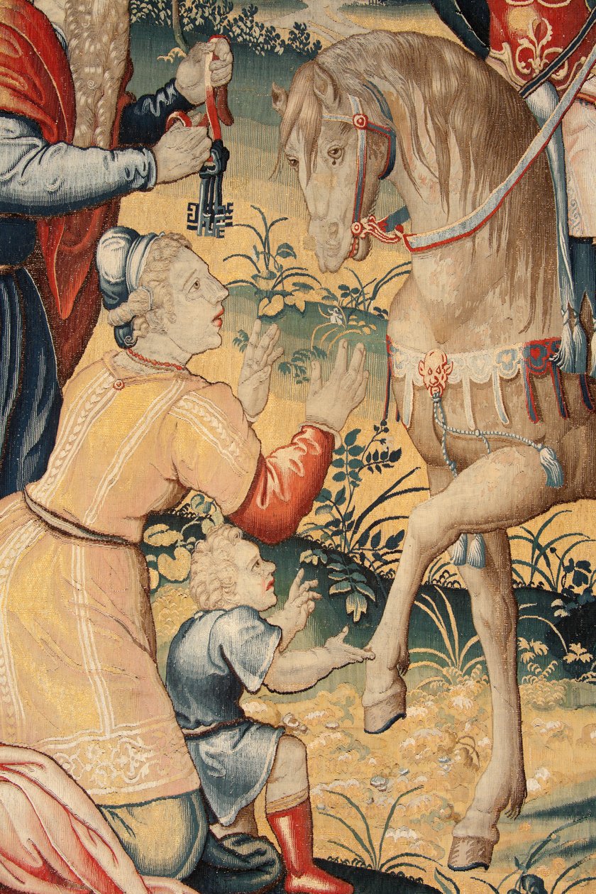 Flanderin kuvakudos. Sarja Hannibalin historia. Hannibal Italiassa (Aníbal en Italia). Kolmas kuvakudos säilyneistä. Mallit Anonyymi Hollannin mestari. Valmista Brysselin työpajoja. Noin 1570. Kangas Villaa ja silkkiä. 6,5/7 loimi/cm. Koko tekijältä Unbekannt