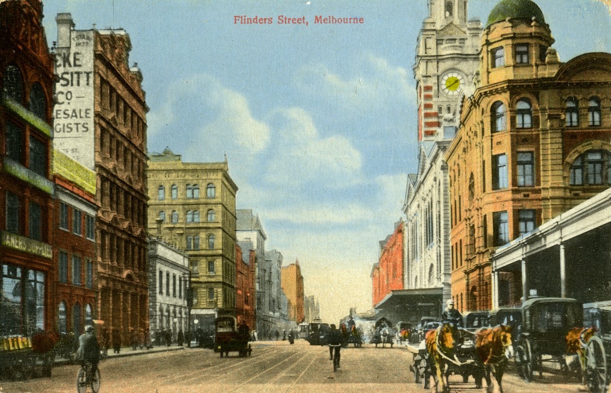 Flinders Street, Melbourne, Victoria, Australia, 1900-luku tekijältä Unbekannt