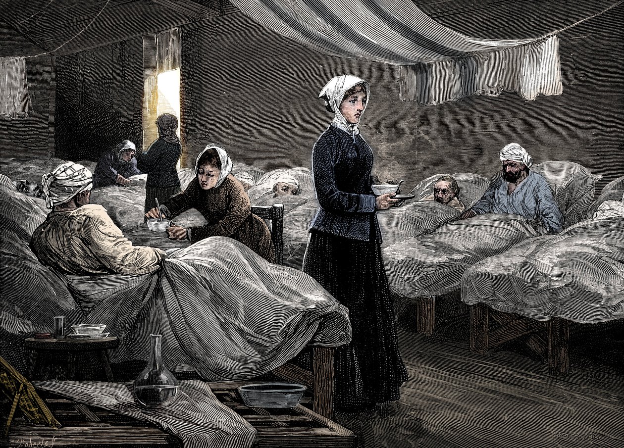 Florence Nightingale Scutarin kasarkkisairaalassa vuonna 1880 tekijältä Unbekannt