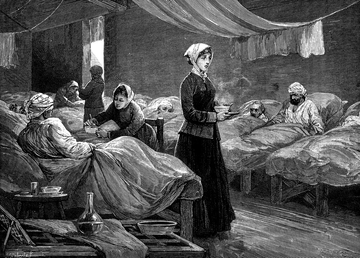 Florence Nightingale Scutarin kasarkkisairaalassa vuonna 1880 tekijältä Unbekannt