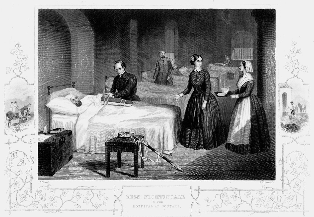 Florence Nightingale Scutarin sairaalassa vuonna 1860 tekijältä Unbekannt