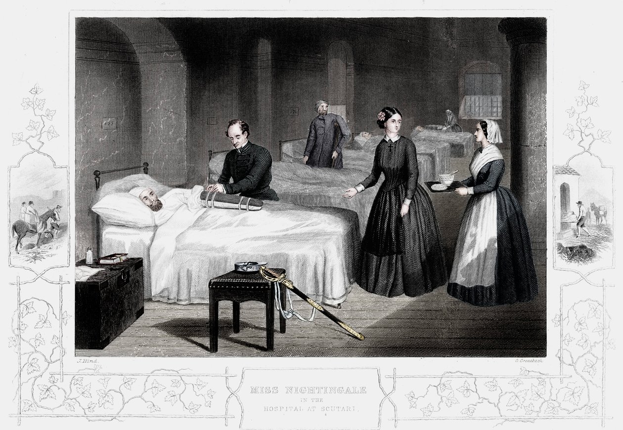 Florence Nightingale Scutarin sairaalassa vuonna 1860 tekijältä Unbekannt