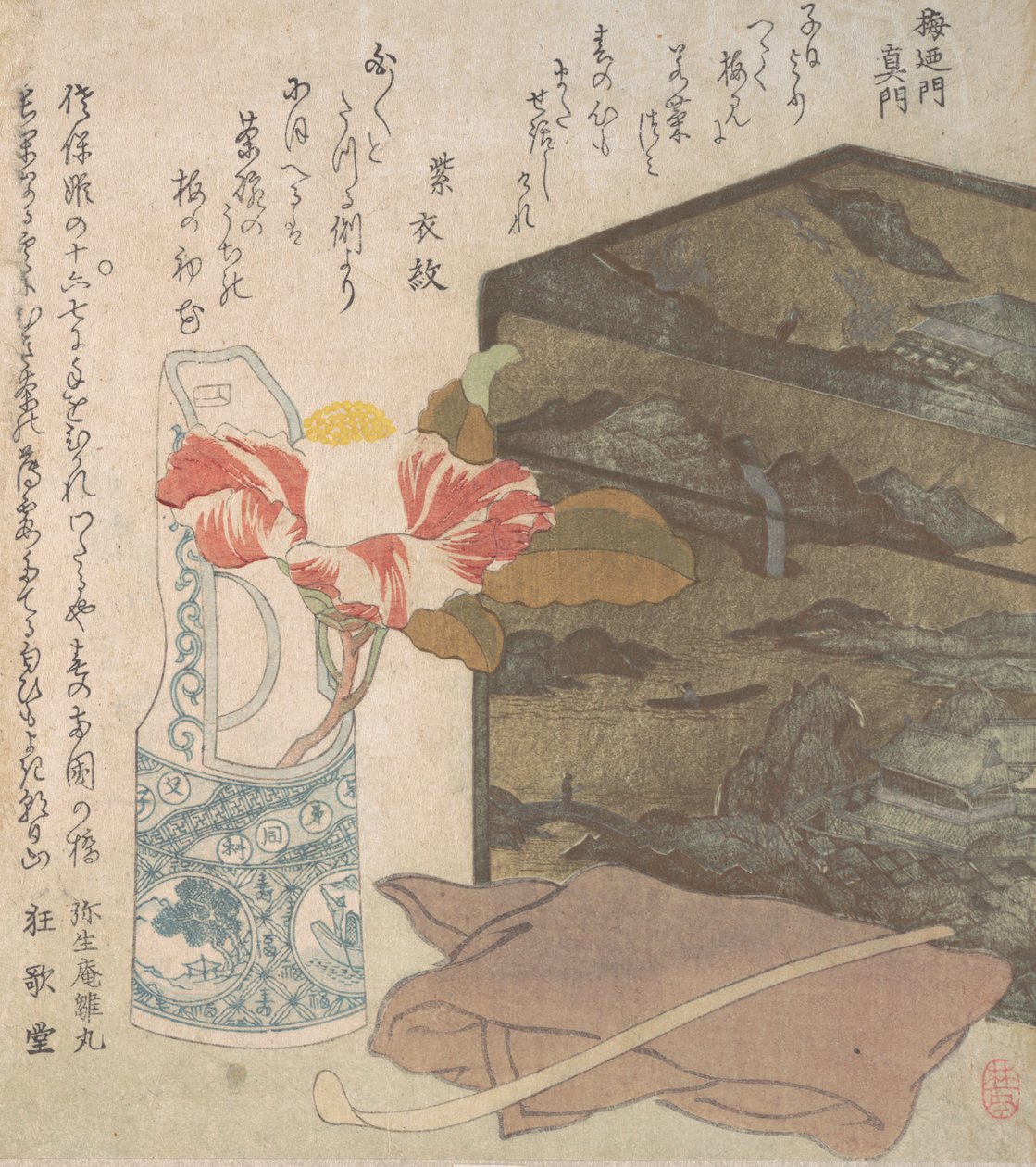 Kukkamaljakko ja lakkalaatikko, 1700-1800-luku. tekijältä Unbekannt