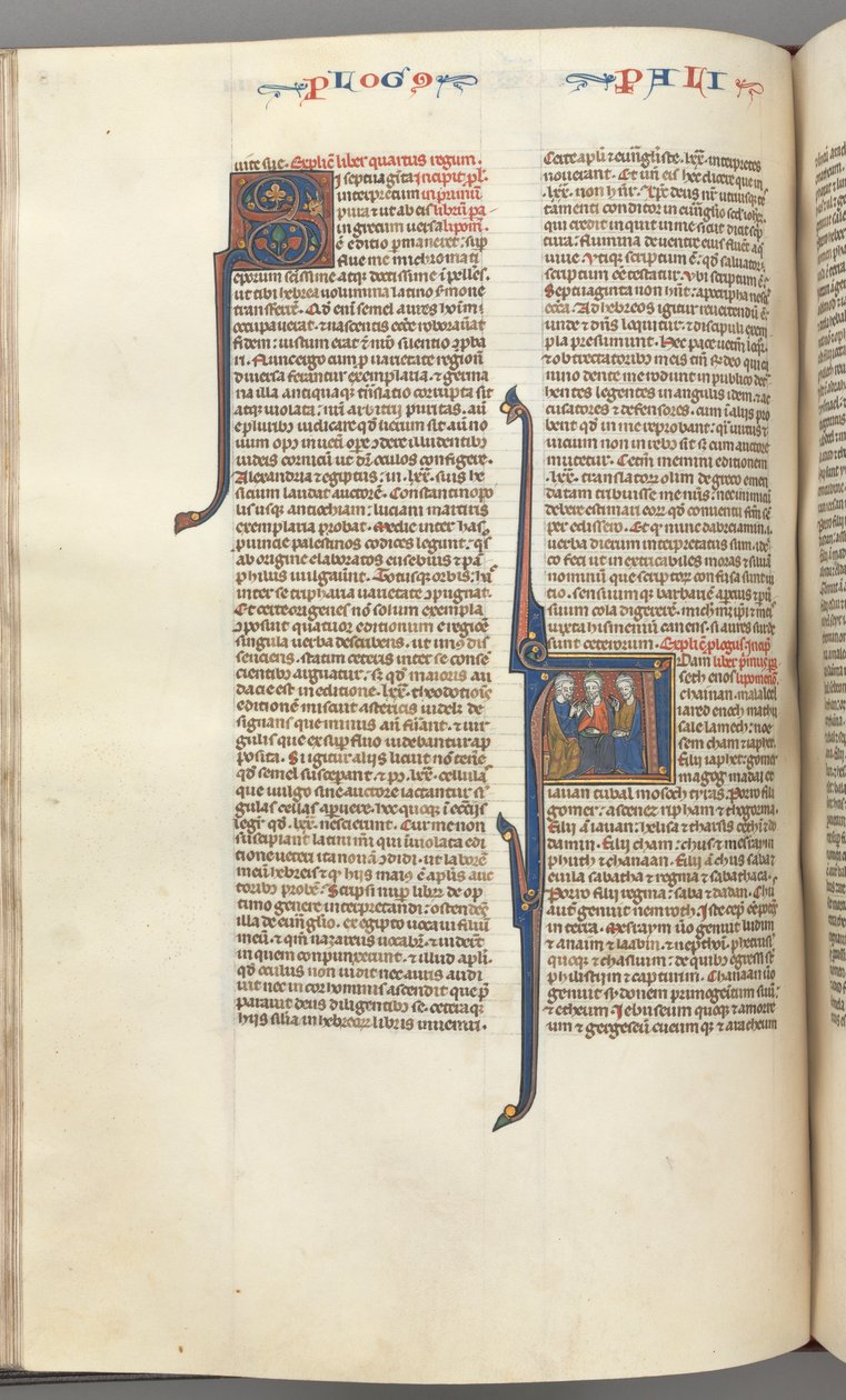 Fol. 148v, Chronicles I, historiallinen alkukirjain A, kolme Aadamin jälkeläistä, n. 1275-1300. tekijältä Unbekannt