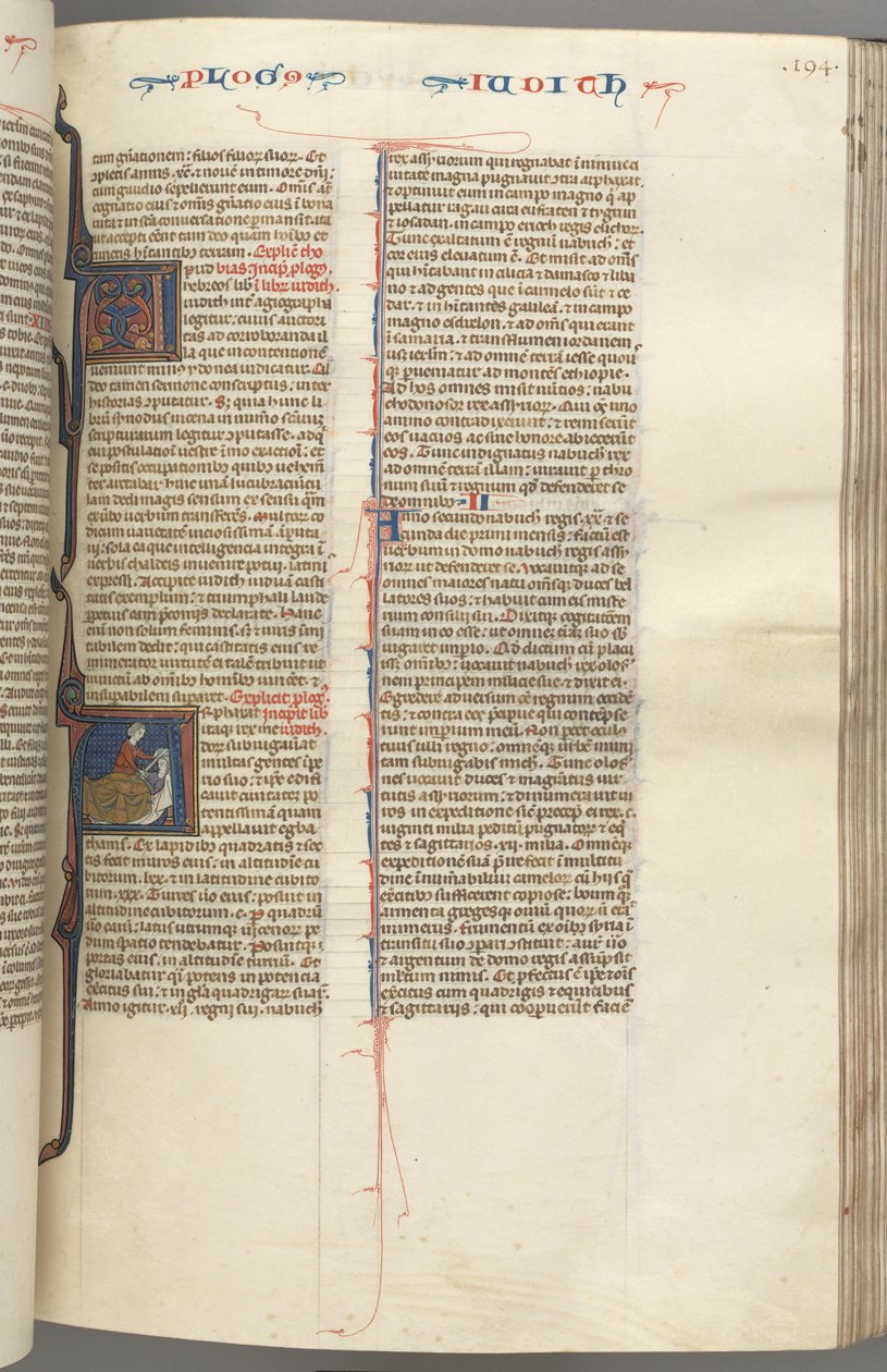 Fol. 194r, Judith, historiallinen alkukirjain A, Judith mestaa pään Holofernesin, n. 1275-1300. tekijältä Unbekannt