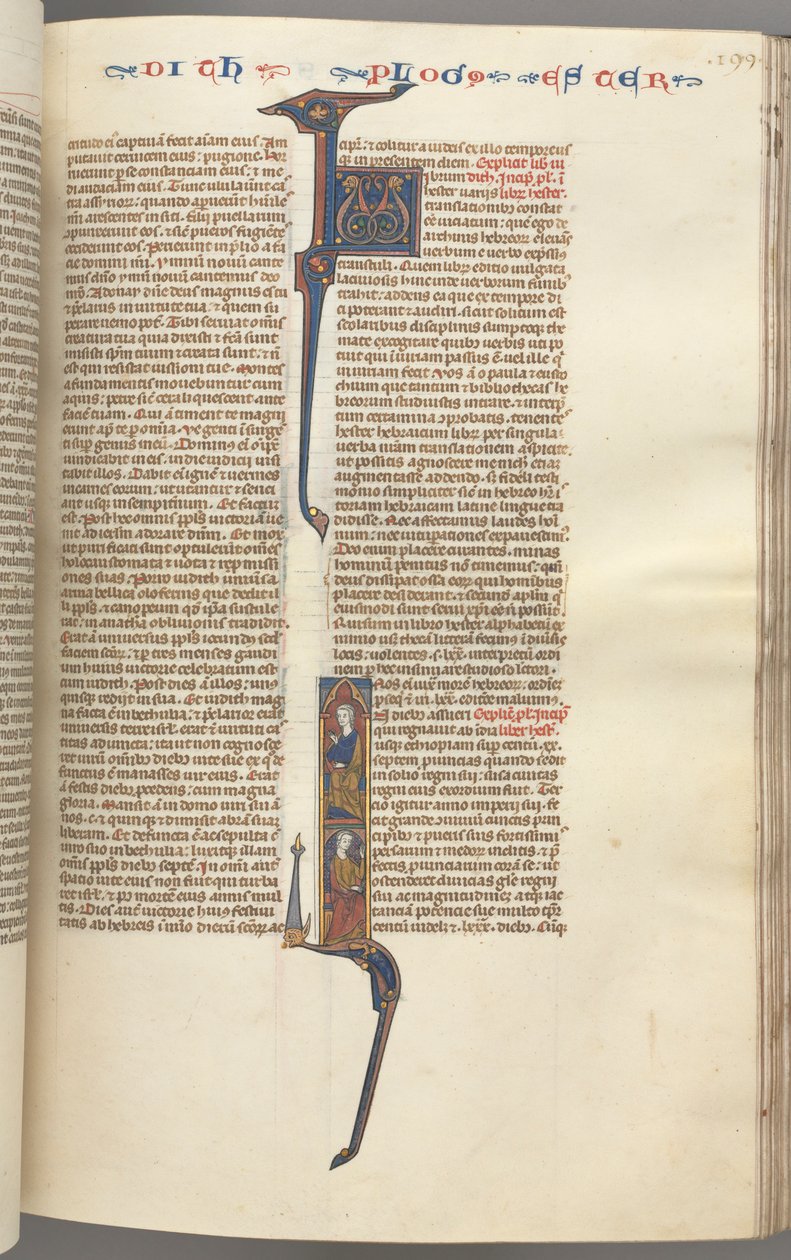 Fol. 199r, Esther, historiallinen alkukirjain, kaksi istuvaa mieshahmoa, n. 1275-1300. tekijältä Unbekannt