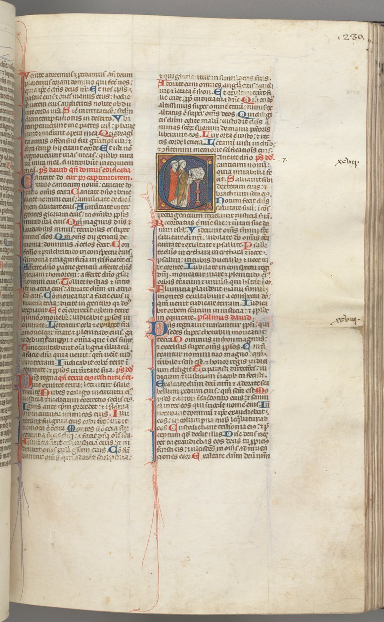 Fol. 230r, Psalmi 97, historiallinen alkukirjain C, kaksi pappia laulamassa puhujapuhujassa. , c. 1275-1300. tekijältä Unbekannt