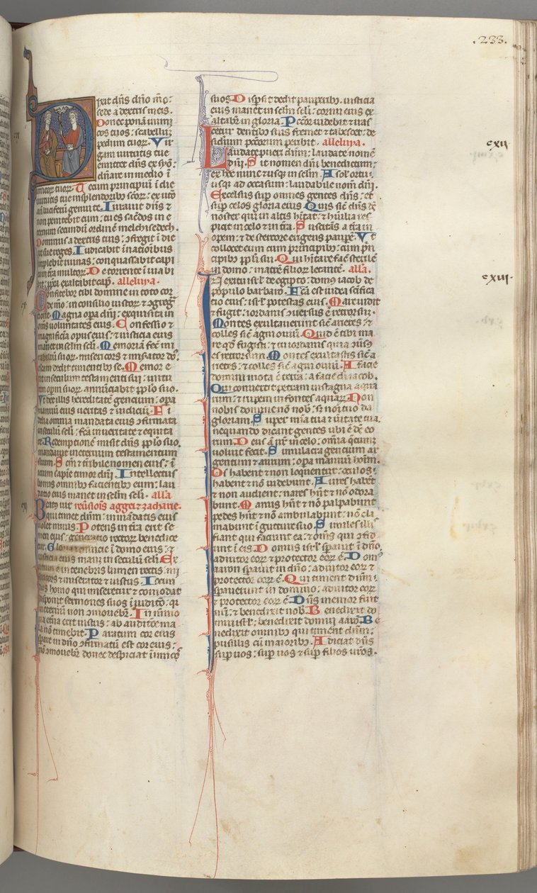 Fol. 233r, Psalmi 109, historiallinen alkukirjain D, Isä ja Poika Jumala..., n. 1275-1300. tekijältä Unbekannt