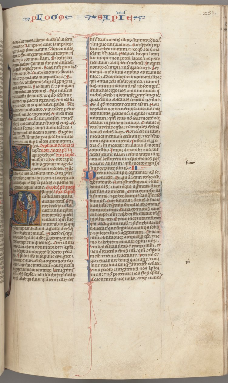 Fol. 251 r, Wisdom, historiallinen alkukirjain D, Salomon neuvomassa sotilasta, n. 1275-1300. tekijältä Unbekannt
