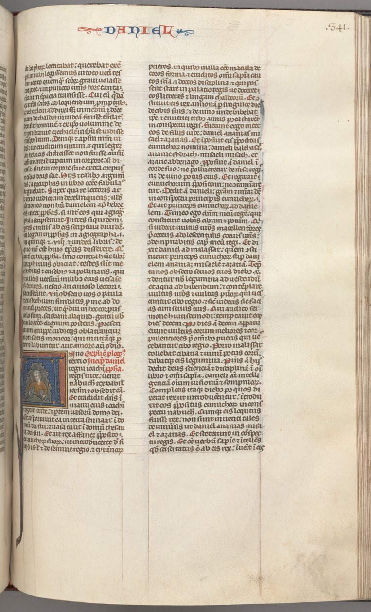 Fol. 341r, Daniel, historiallinen alkukirjain A, Daniel leijonien luolassa, n. 1275-1300. tekijältä Unbekannt