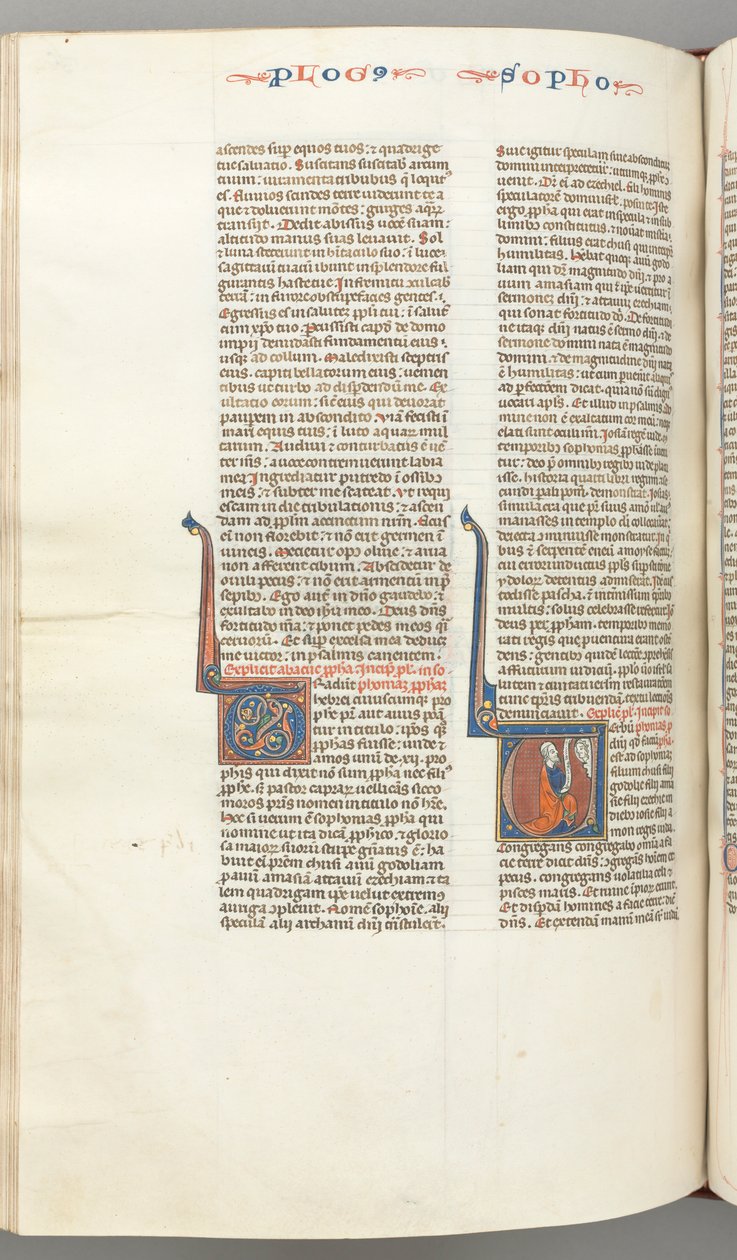 Fol. 362v, Sefanja, historiallinen alkukirjain V, Sefanja polvistumassa kirjakääröllä, Jumalan rintakuva..., n. 12 tekijältä Unbekannt