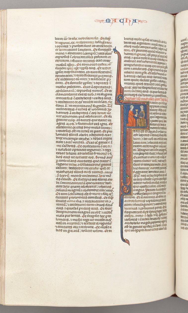 Fol. 382v, Maccabees II, historiallinen alkukirjain F, kultainen malja, joka esitettiin juutalaiselle, n. 1275-1300. tekijältä Unbekannt