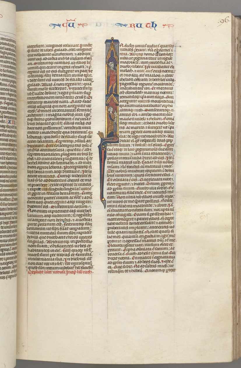 Fol. 96r, Ruth, Historiated Initial I Elimilekin ja Noomin kanssa, n. 1275-1300. tekijältä Unbekannt