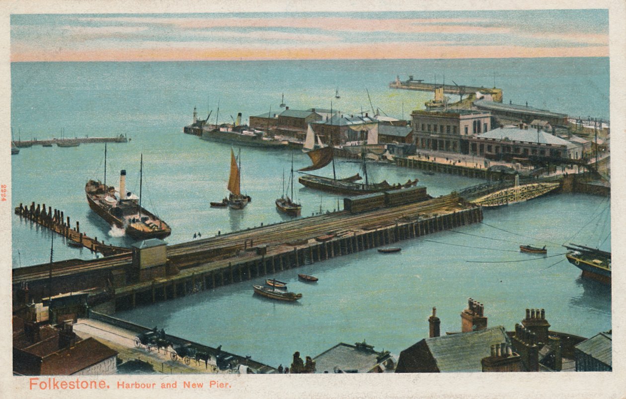 Folkestone. Harbour and New Pier, 1800-luvun loppu - 1900-luvun alku tekijältä Unbekannt