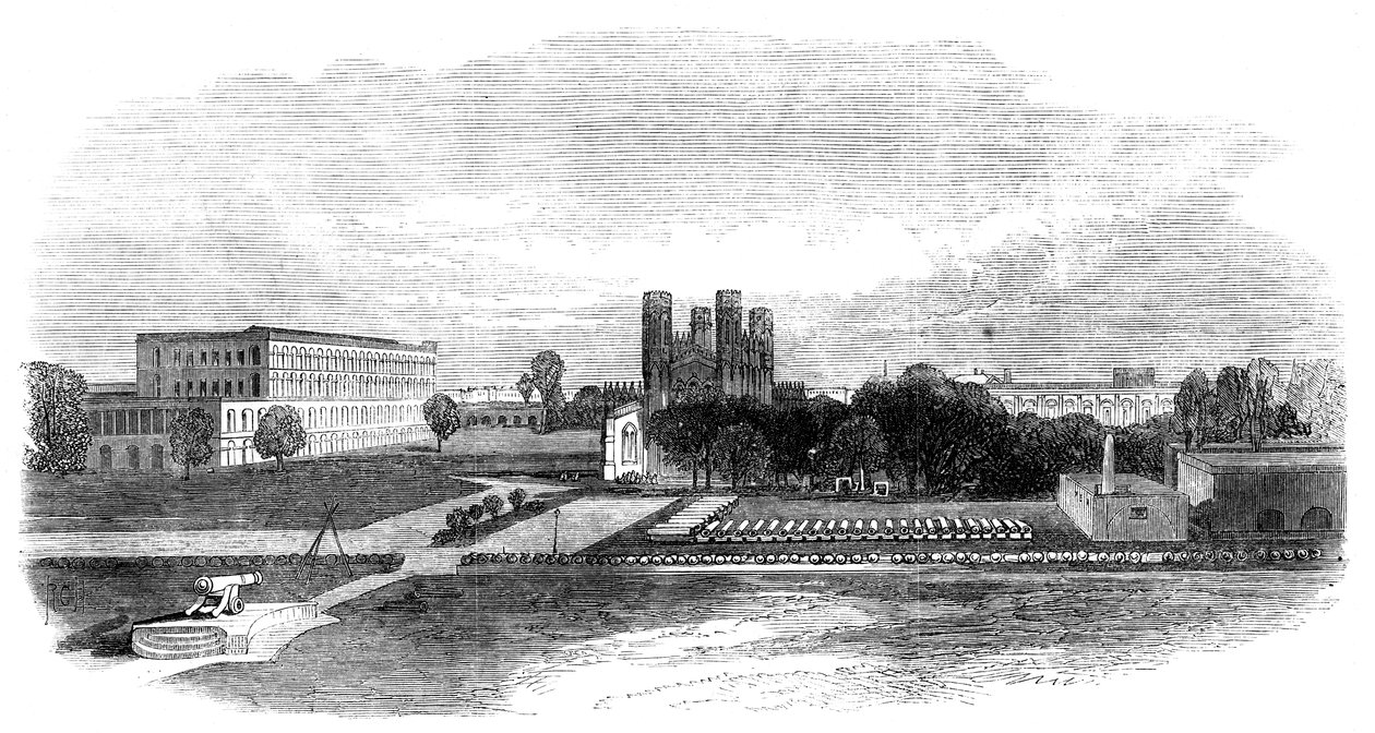 Fort Church and South Barracks, Kalkutta, Intia, 1870 tekijältä Unbekannt