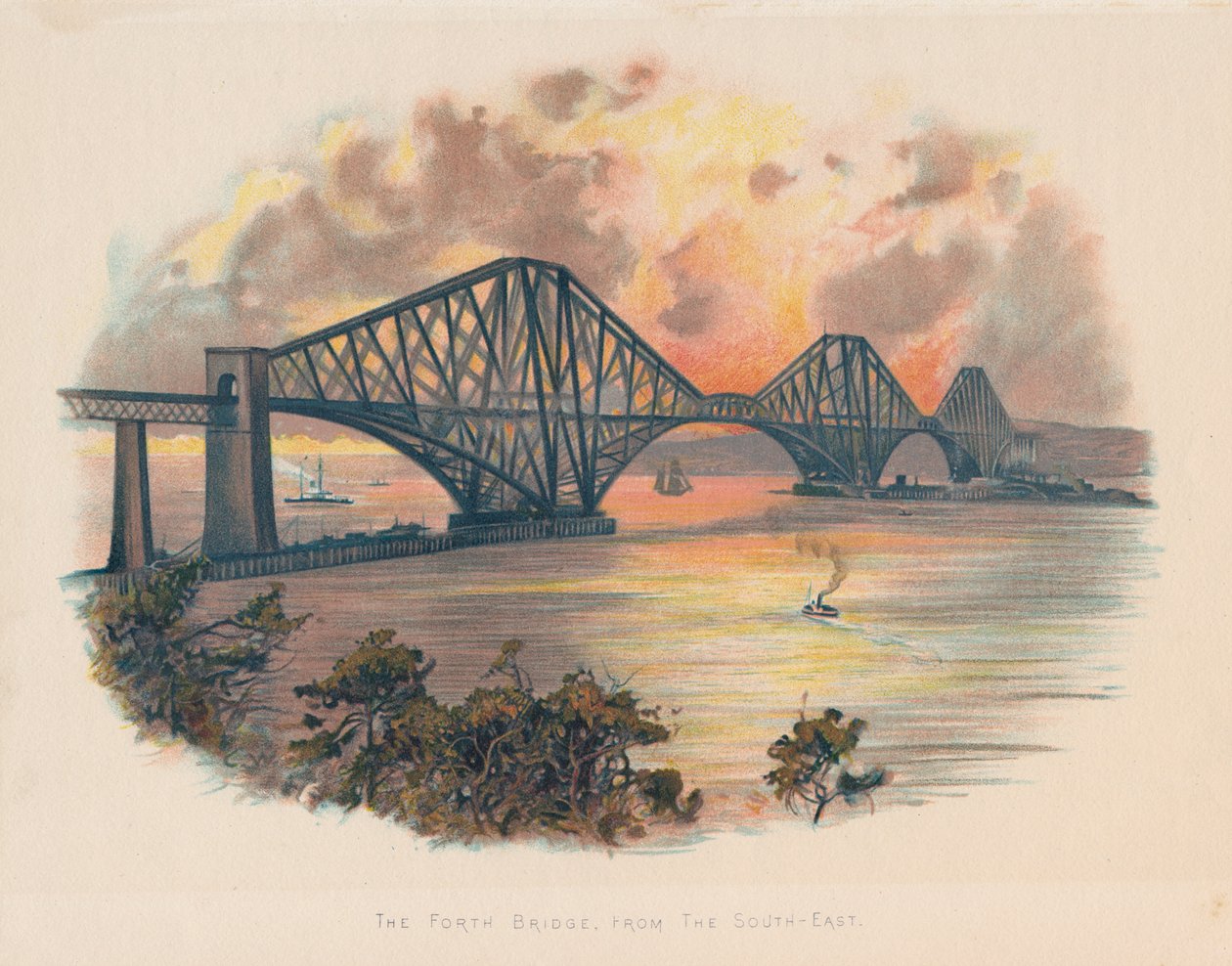 Forth Railway Bridge kaakosta, Skotlanti, c1895 tekijältä Unbekannt