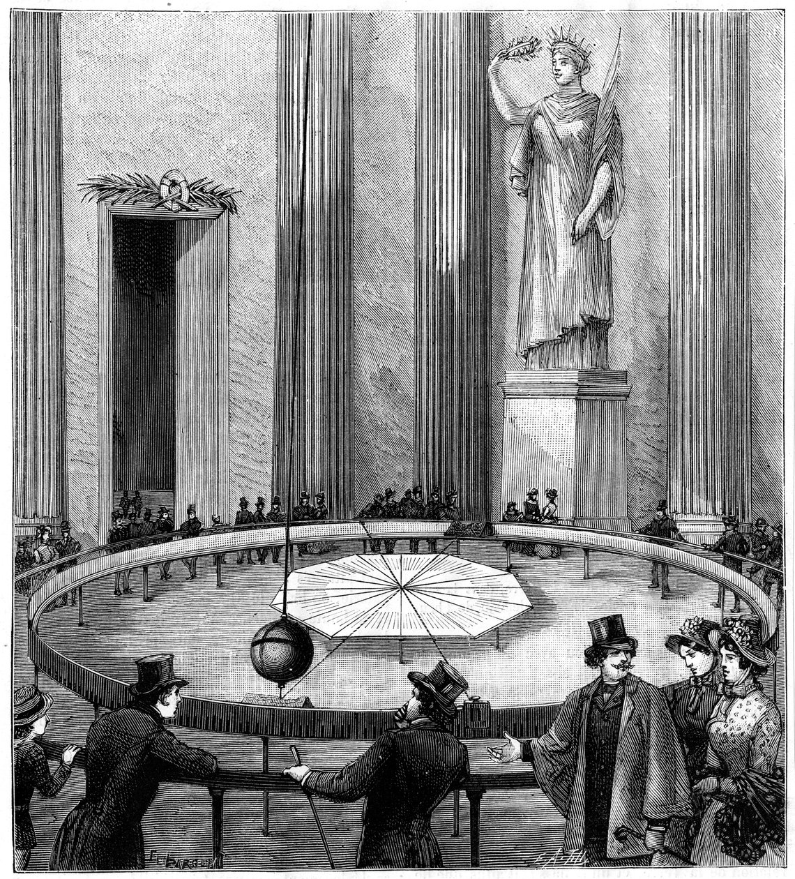 Foucault käyttää heiluriaan maan pyörimisen osoittamiseen, Pariisi, 1851 1887 tekijältä Unbekannt