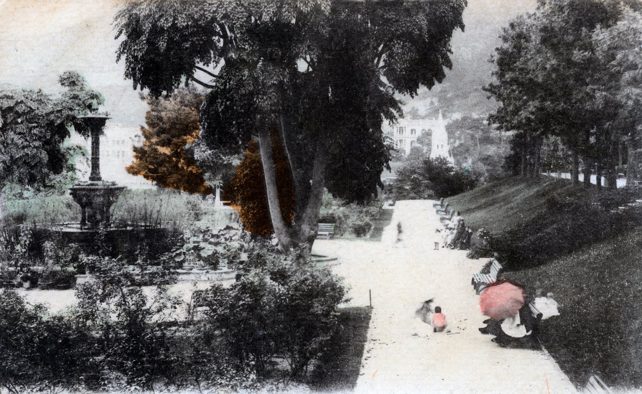 Suihkulähde julkisessa puutarhassa, Hong Kong, 1900-luku tekijältä Unbekannt