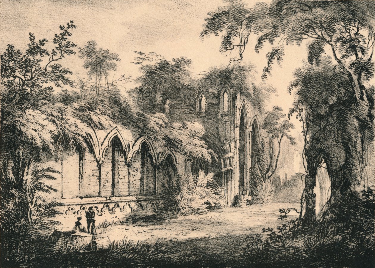 Fountains Abbey, Yorkshire, 1823 tekijältä Unbekannt