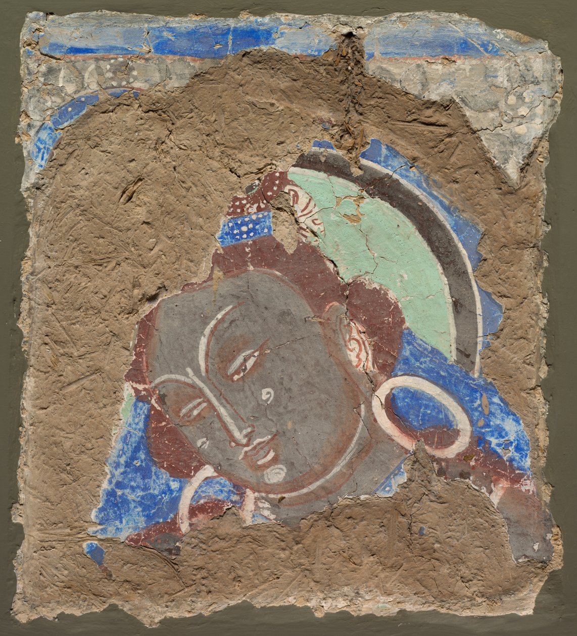 Fragmentti, jossa on bodhisattvan pää, 600-650. tekijältä Unbekannt