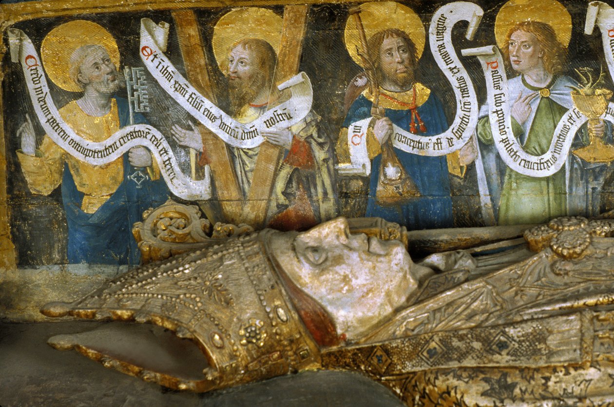 Ranska - Somme - Osasto 80 - Amiens - Katedraalin sisätilat - Pieni neliso vanhassa ranskalaisessa tekstityksessä - "" Saint Firminin marttyyrikuolema"" (Firmin d