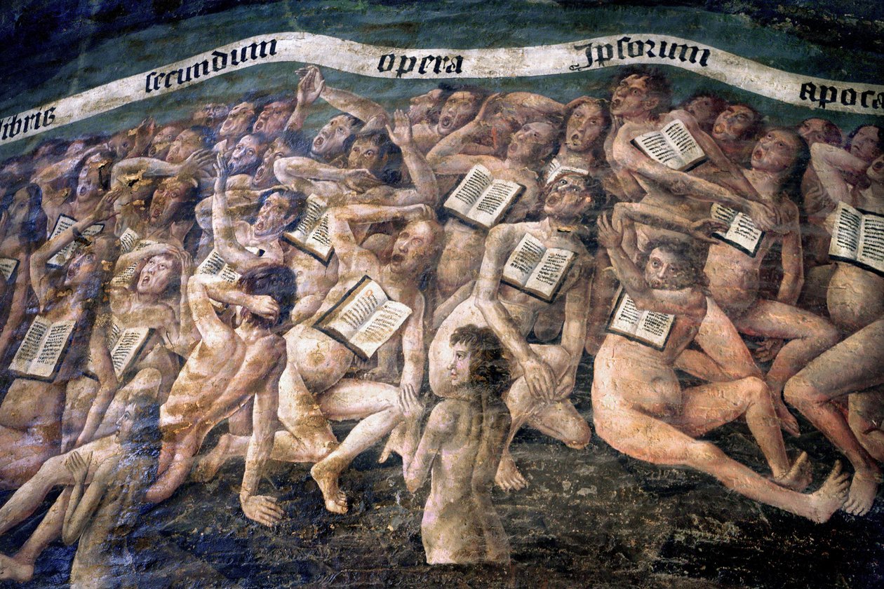 Ranska, Tarn, Albi, Cathedrale Sainte-Cecile, fresko viimeisestä tuomiosta, - (1474-1400-luvun loppu), laskeutuminen alamaailmaan, yksityiskohta tekijältä Unbekannt
