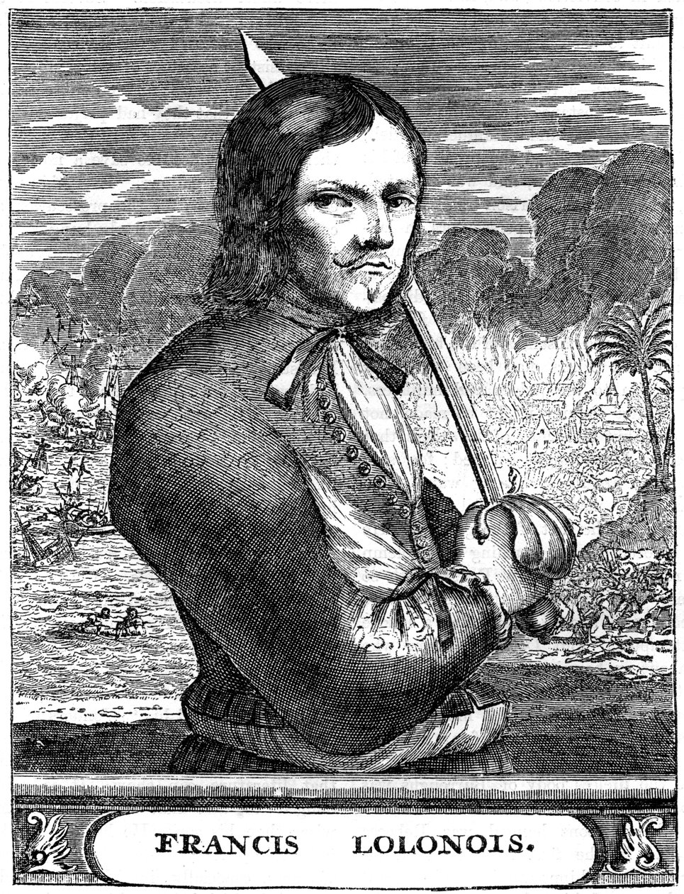 Francois lOllonois, 1600-luvun ranskalainen buccaneer, vuodelta 1880 tekijältä Unbekannt
