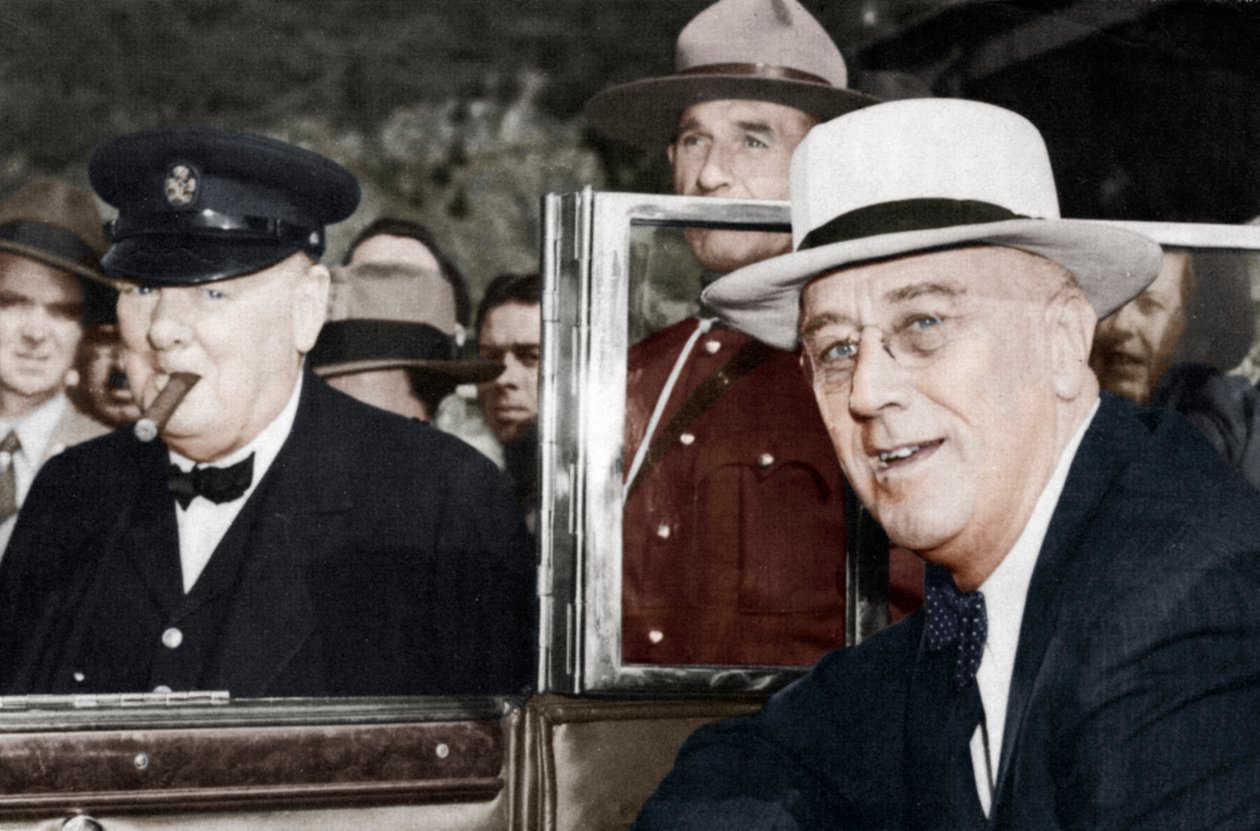 Franklin D Roosevelt ja Winston Churchill tapasivat Quebecissä, Kanadassa, 1944 tekijältä Unbekannt
