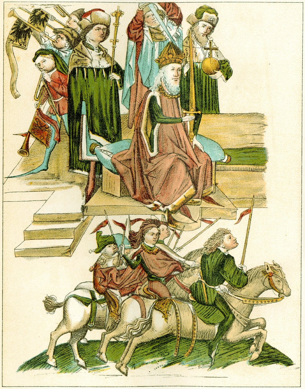 Frederick I saa Brandenburgin kuvituksen kopion Richentalin kuvitetusta kronikasta, n. 1440 tekijältä Unbekannt