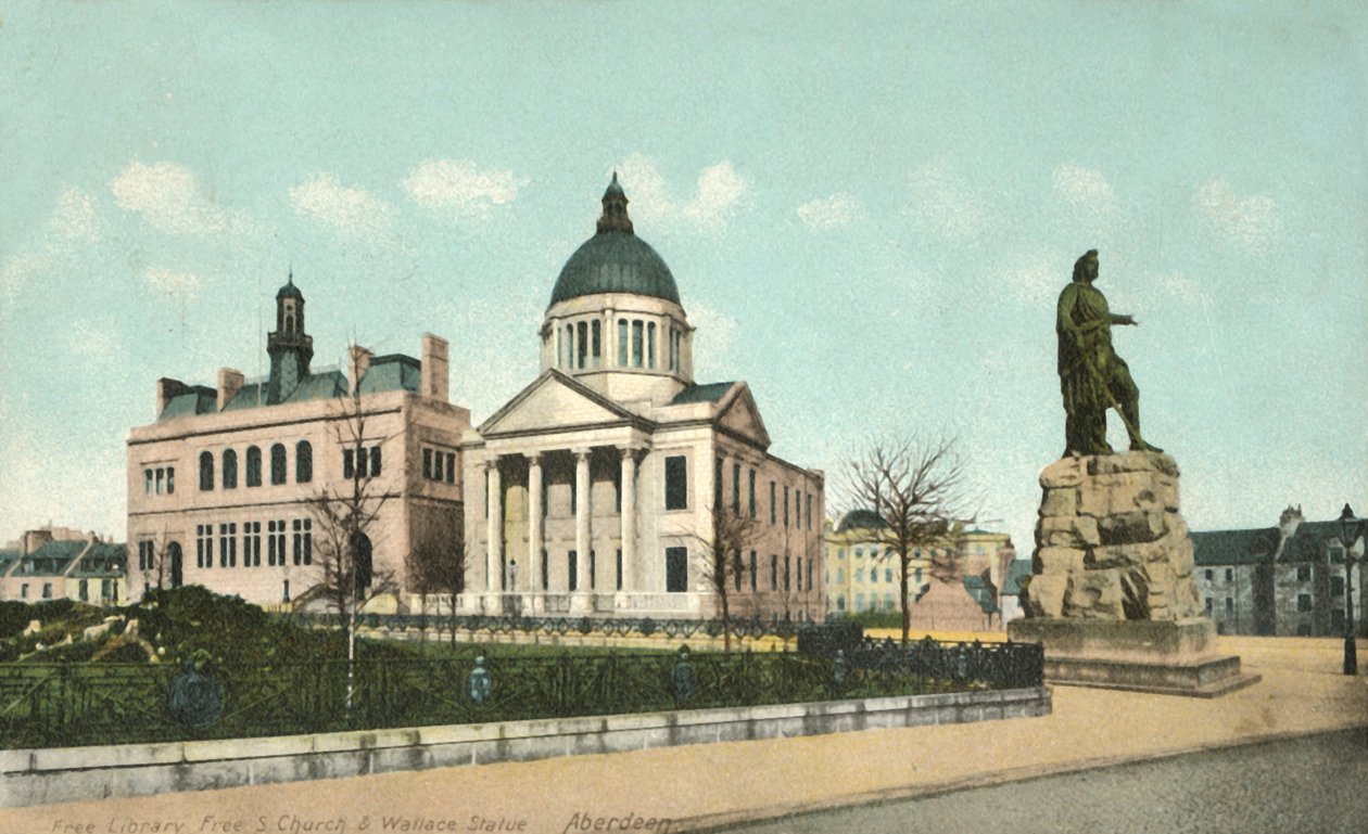Ilmainen kirjasto Ilmainen S-kirkko ja Wallace-patsas - Aberdeen, 1900-luku. tekijältä Unbekannt