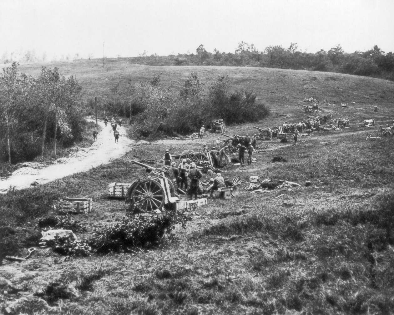 Ranskalainen 75. tykistöpatteri, Aisne, Ranska, 18. heinäkuuta 1918 tekijältä Unbekannt