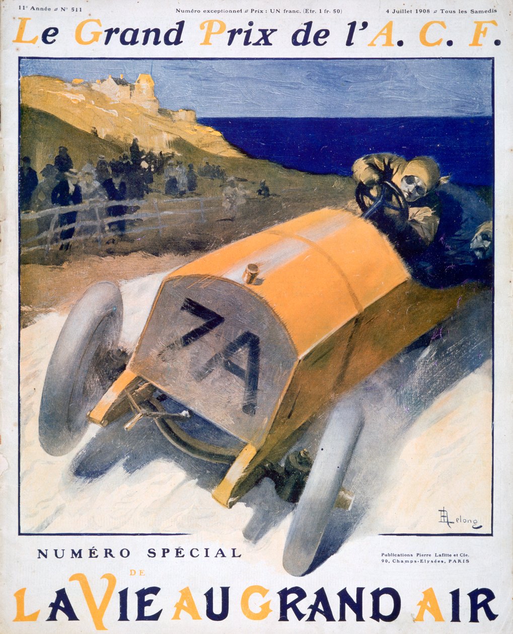 Ranskan Grand Prix, La Vie au Grand Air -lehden kansi, 1908 tekijältä Unbekannt